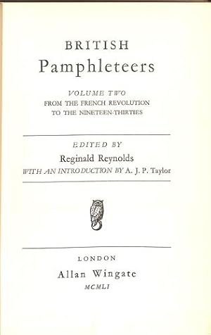 Bild des Verkufers fr British Pamphleteers. Volume 2 zum Verkauf von WeBuyBooks