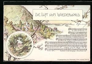 Ansichtskarte Lied Die Luft vom Wienerwald, Text und Partitur