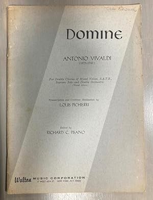 Image du vendeur pour Domine For Double Chorus of Mixed Voices, S.A.T.B., Soprano Solo and Double Orchestra mis en vente par biblioboy