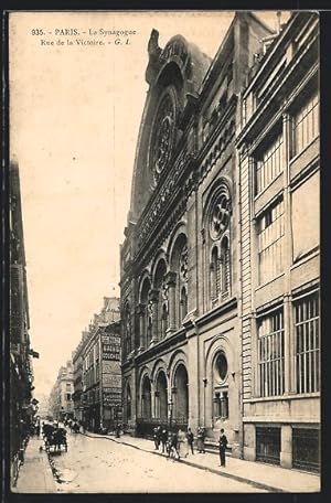 Carte postale Paris, La Synagogue, Rue de la Victoire