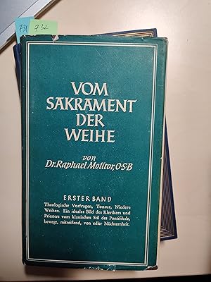 Bild des Verkufers fr Vom Sakrament der Weihe : Erwgungen nach dem Pontificale Romanum / 1. Theologische Vorfragen, Tonsur, Niedere Weihen zum Verkauf von Koinonia-Oriens Bookseller