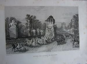 Gravure sur acier 1844 RETOUR DES CENDRES DE NAPOLEON 13 DECEMBRE 1840