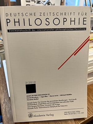 Bild des Verkufers fr Deutsche Zeitschrift fr Philosophie 2010 58. Jg Heft 2. Schwerpunkt: Marx in der Diskussion (II). Zweimonatsschrift der internationalen philosophischen Forschung. zum Verkauf von Altstadt-Antiquariat Nowicki-Hecht UG