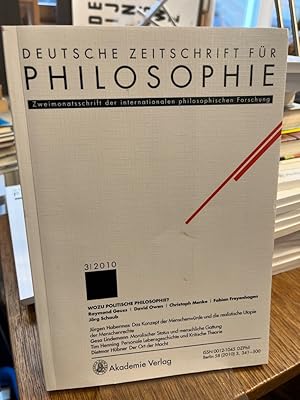 Seller image for Deutsche Zeitschrift fr Philosophie 2010 58. Jg Heft 3. Schwerpunkt: Wozu politische Philosophie? Zweimonatsschrift der internationalen philosophischen Forschung. for sale by Altstadt-Antiquariat Nowicki-Hecht UG