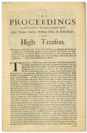 THE PROCEEDINGS TO EXECUTION OF THE SENTENCE AWARDED AGAINST CAPT. THOMAS WALCOT, WILLIAM HONE, &...