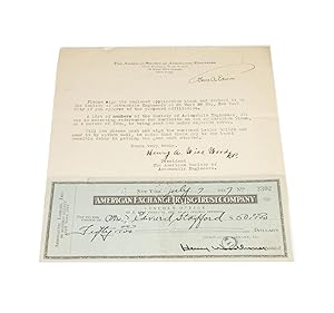 Forged signature of Thomas Edison, on the letterhead of the American Society of Aeronautic Engine...