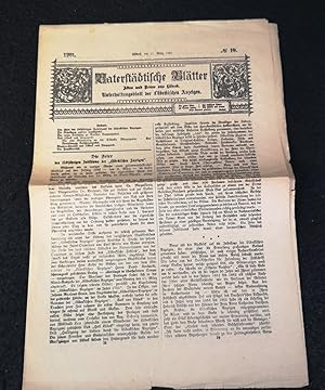 Image du vendeur pour Vaterstdtische Bltter: Altes und Neues aus Lbeck. Unterhaltungsblatt der Lbeckischen Anzeigen. No. 19. 1901. mis en vente par ANTIQUARIAT Franke BRUDDENBOOKS