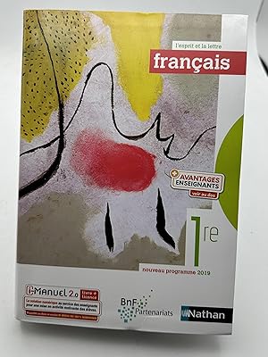 Imagen del vendedor de Franais - 1re L'esprit et la lettre specimen a la venta por Lioudalivre