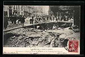 Ansichtskarte Paris, L`orage du 15 Juin a Paris, Éboulement à l`Angle de la rue de la Boetie et d...