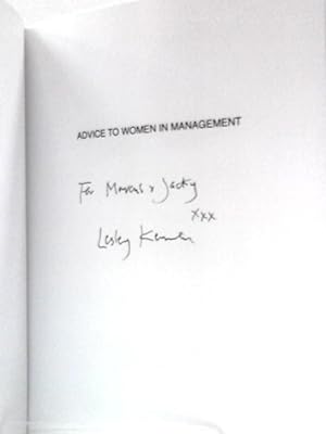 Seller image for Advice to Women in Management for sale by World of Rare Books