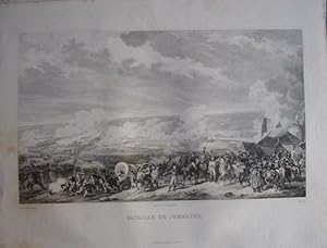 Gravure sur acier 1844 MILITARIA BATAILLE DE JEMMAPES