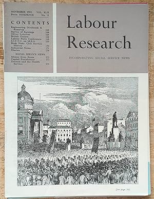 Seller image for Labour Research November 1953 / Engineering Dividends and Reserves / Survey of Earnings / Oliver Lyttelton / British Guiana / Labour Party Conference / I.C.F.T.U. on M.R.A. for sale by Shore Books