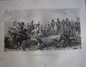 Gravure sur acier 1844 MILITARIA BATAILLE D' AUSTERLITZ