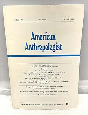 Seller image for Amercan Anthropologist March 1993, Volume 95, Number 1 for sale by Prestonshire Books, IOBA
