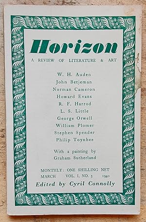 Seller image for Horizon: a Review of Literature and Art Vol 1 No 3 March, 1940 - includes Boys' Weeklies by George Orwell / George Orwell "Boys' Weeklies" / W H Auden "In Memory of Sigmund Freud" / R F Harrod "Peace Aims and Economics" / Stephen Spender "September Journal (continued) / Howard Evans "Communist Policy and the Intellectuals" / William Plomer "Kilvert's Country" / John Betjeman "Blackfriars" (poem) / Philip Toynbee "The First Day of Term" for sale by Shore Books