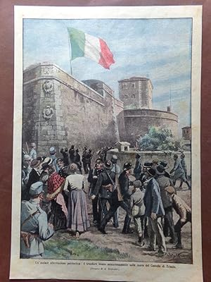 Seller image for Retrocopertina Domenica Corriere nr. 27 del 1916 WW1 Tricolore Castello Trieste for sale by Leggendo la storia