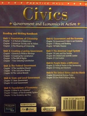 Seller image for CIVICS: GOVERNMENT AND ECONOMICS IN ACTION STUDENT EDITION 2005C for sale by ZBK Books