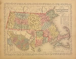 Bild des Verkufers fr Map of Massachusetts and Rhode Island zum Verkauf von Argosy Book Store, ABAA, ILAB