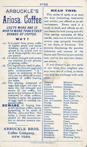 Seller image for 1889 TRADE CARD - ARBUCKLE BROTHERS COFFEE COMPANY, NEW YORK for sale by BUCKINGHAM BOOKS, ABAA, ILAB, IOBA