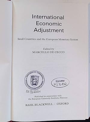 Seller image for International Economic Adjustment: Small Countries and the European Monetary System for sale by books4less (Versandantiquariat Petra Gros GmbH & Co. KG)