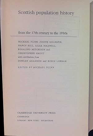 Bild des Verkufers fr Scottish Population History from the 17th Century to the 1930s. zum Verkauf von books4less (Versandantiquariat Petra Gros GmbH & Co. KG)