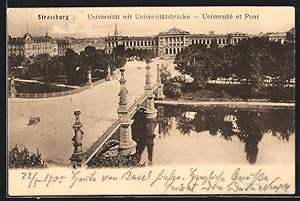 Carte postale Strassburg, Universität avec Universitätsbrücke