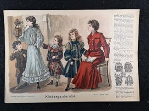 Bild des Verkufers fr Kindergarderobe". - [Blatt vermutlich aus "Groe Modenwelt : Tonangebend fr Handarbeiten, Damenkleidung, Toilette, Wsche, Putz u. Kindermoden". 1904]. zum Verkauf von ANTIQUARIAT Franke BRUDDENBOOKS