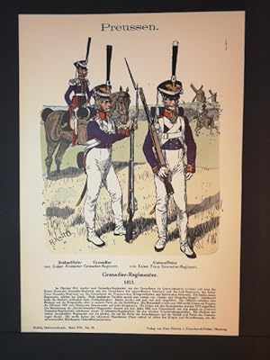 Bild des Verkufers fr Chromolithografie von 1896. Preussen. Grenadier-Regimenter. 1813. zum Verkauf von ANTIQUARIAT Franke BRUDDENBOOKS
