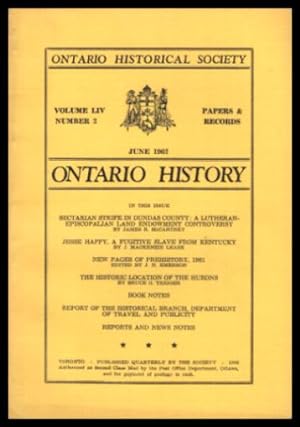 Image du vendeur pour ONTARIO HISTORY - Volume 54, number 2 - June 1962 mis en vente par W. Fraser Sandercombe