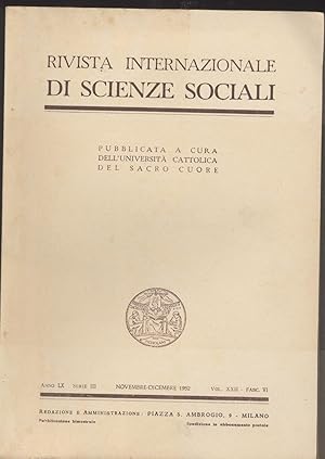 Rivista internazionale di scienze sociali pubblicata a cura dell'Università cattolica del Sacro C...