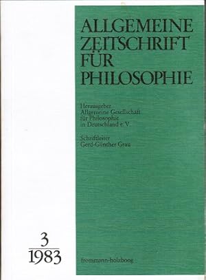 Immagine del venditore per Allgemeine Zeitschrift fr Philosophie 3/ 1983 venduto da Schrmann und Kiewning GbR