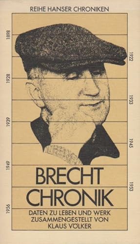 Seller image for Brecht-Chronik : Daten zu Leben u. Werk. zusammengestellt von / Reihe Hanser ; 74 for sale by Schrmann und Kiewning GbR