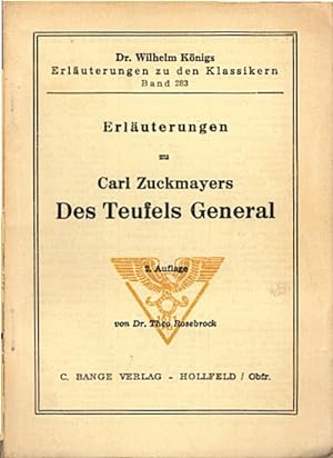 Image du vendeur pour Erluterungen zu Carl Zuckmayers Des Teufels General / von Theo Rosebrock mis en vente par Schrmann und Kiewning GbR