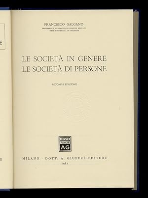 Le società in genere. Le società di persone. Seconda edizione.