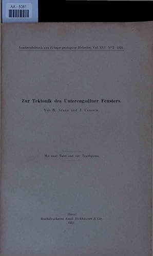 Seller image for Zur Tektonik des Unterengadiner Fensters. Sonderabdruck aus Eclogae geologicae Helvetiar, Vol. XVI. N2. for sale by Antiquariat Bookfarm