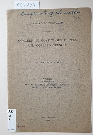 Bild des Verkufers fr Concerning continuous curves and correspondences : zum Verkauf von Versand-Antiquariat Konrad von Agris e.K.