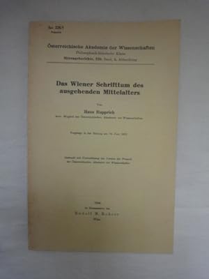 Seller image for Das Wiener Schrifttum Des Ausgehenden Mitteialters for sale by Malota