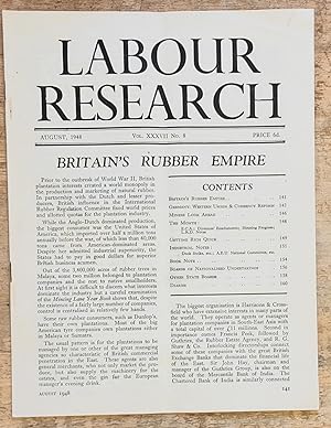 Immagine del venditore per Labour Research August 1948 / Britain's Rubber Empire / Germany: Western Union And Currency Reform / Eastern bloc Proposals / Miners Look ahead / Getting Rich Quick Industrial Notes / Boards Of Nationalised Undertakings venduto da Shore Books