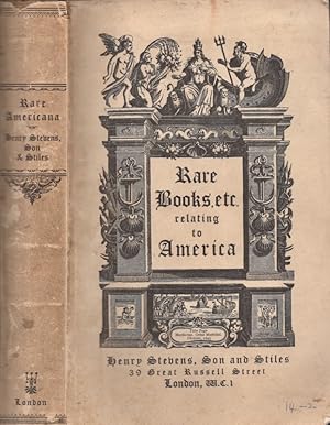 Image du vendeur pour Rare Books, etc. relating to America mis en vente par Americana Books, ABAA