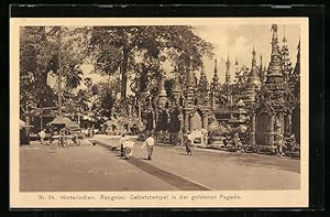 Ansichtskarte Rangoon, Gebetstempel in der goldenen Pagode