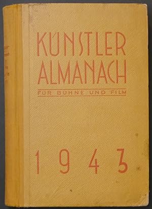 Bild des Verkufers fr Knstler-Almanach. Fr Bhne und Film 1943. 13. Ausgabe. zum Verkauf von Antiquariat Rainer Schlicht