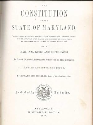 Image du vendeur pour The New Constitution of the State of Maryland mis en vente par First Place Books - ABAA, ILAB