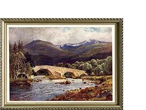 View beneath Slopes of Ben Ledi near Callander,Vintage Watercolor Print