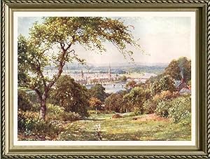 Perth, viewed from the slopes of Kinnoull Hill,Vintage Watercolor Print