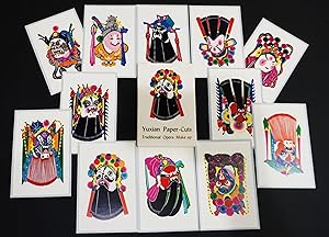 Yuxian Paper Cut Tradition Opera Make-up. 12 postcards in slipcase