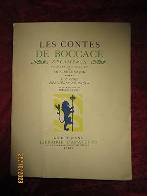 Image du vendeur pour LES CONTES de BOCCACE - DECAMERON - LES CINQ DERNIRES JOURNES - Illustr de 16 HORS-TEXTE de BRUNELLESCHI mis en vente par LA FRANCE GALANTE