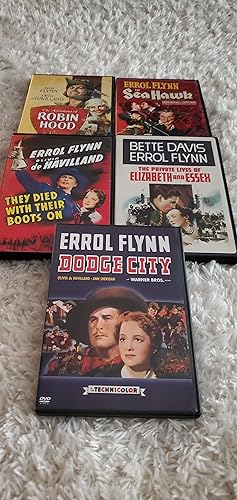 Image du vendeur pour Errol Flynn DVD Private Lives of Elizabeth and Essex Adventures of Robin Hood Dodge City Sea Hawk and They Died with their Boots On DVD mis en vente par Joes Books