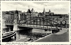 Ansichtskarte / Postkarte Szczecin Stettin Pommern, Baumbrücke, Hafen