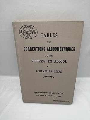 Bild des Verkufers fr Tables de corrections alcoomtriques ou de richesse en alcool des liquides spiritueux (Tapa dura, edicin 1925 aprox, Perfecto estado) zum Verkauf von Libros Angulo