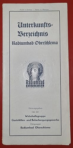 Reklame Broschur Unterkunfts-Verzeichnis Radiumbad Oberschlema